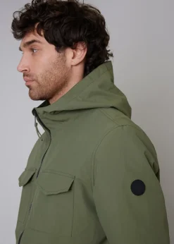 Threadbare Khaki Talon Hooded Lightweight Jacket with Fleece Lined Hood
