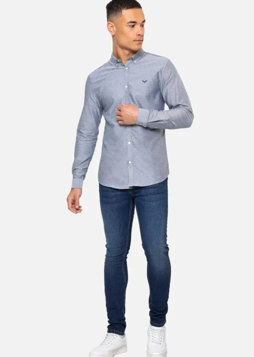 Threadbare Light Blue Oxford Cotton Slim Fit Long Sleeve Shirt