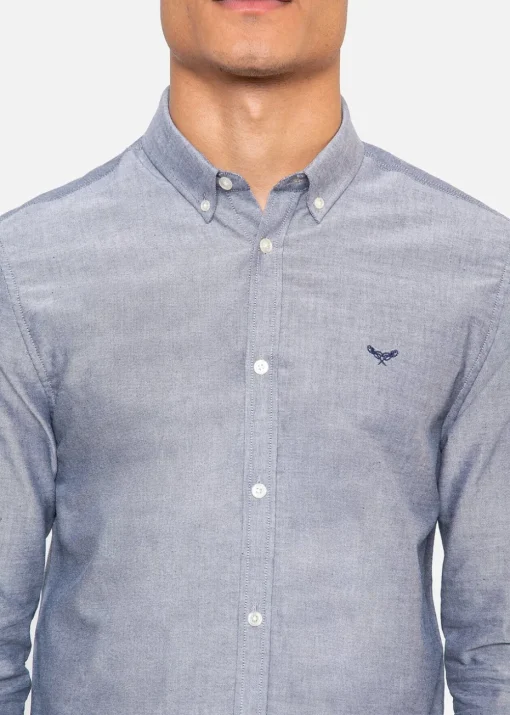 Threadbare Light Blue Oxford Cotton Slim Fit Long Sleeve Shirt