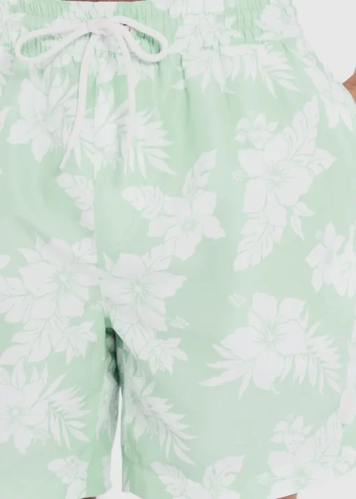 Threadbare Mint Floral Print Swim Shorts