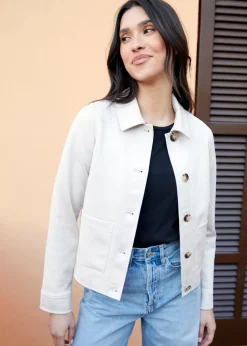 Threadbare Natural Cropped Button Up Suedette Shacket