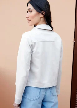 Threadbare Natural Cropped Button Up Suedette Shacket