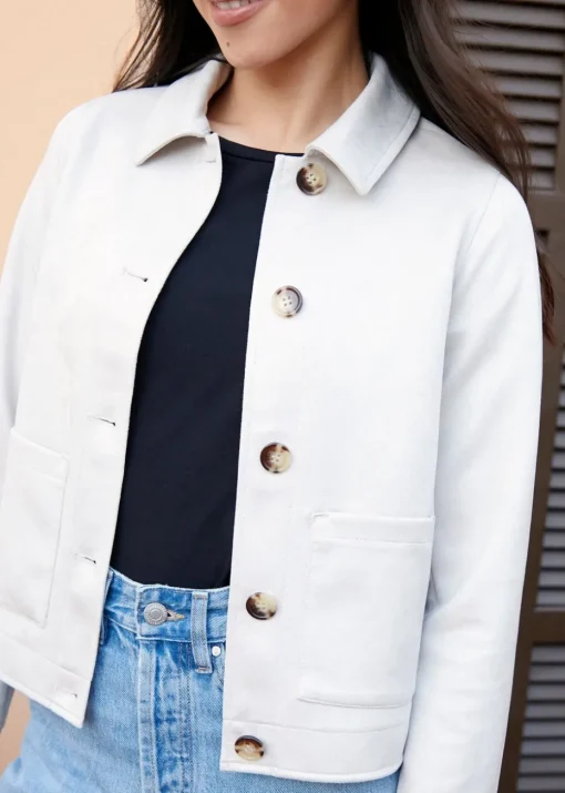 Threadbare Natural Cropped Button Up Suedette Shacket