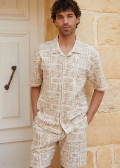 Threadbare Natural Patterned Textured Pull On Shorts