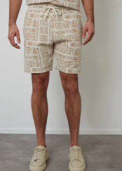 Threadbare Natural Patterned Textured Pull On Shorts