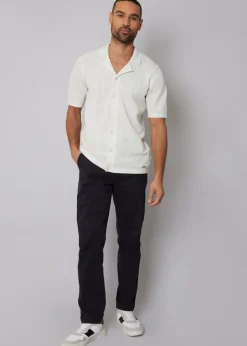 Threadbare Natural Textured Revere Collar Knitted Shirt