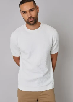 Threadbare Natural Textured Front Knitted T-Shirt