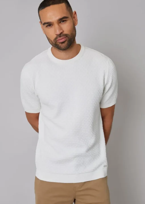 Threadbare Natural Textured Front Knitted T-Shirt