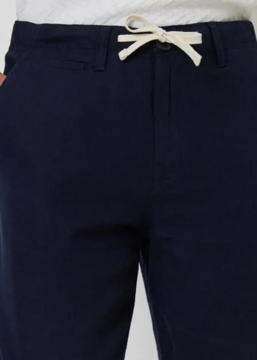 Threadbare Navy Annual Linen Blend Casual Trousers