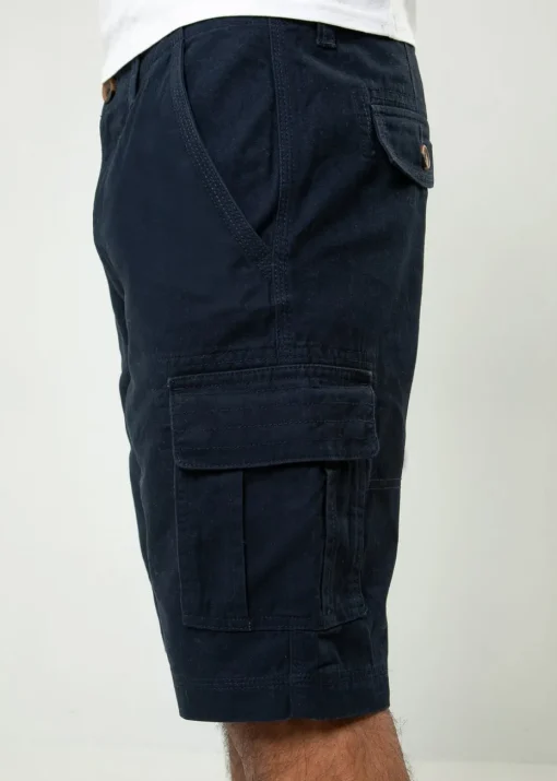Threadbare Navy Bute Cotton Cargo Shorts