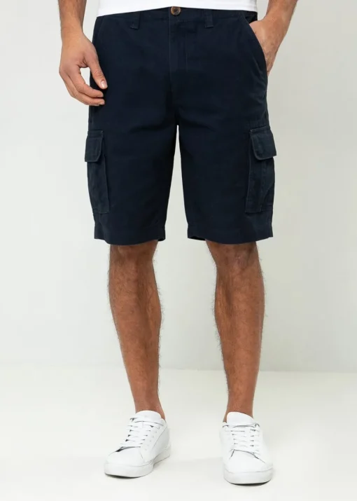 Threadbare Navy Bute Cotton Cargo Shorts