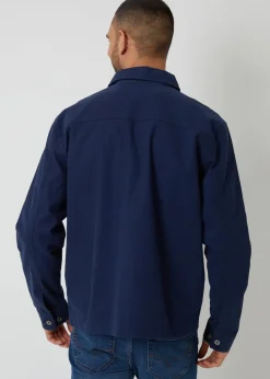 Threadbare Navy Button Up Lightweight Collared Utility Jacket