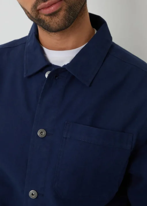 Threadbare Navy Button Up Lightweight Collared Utility Jacket