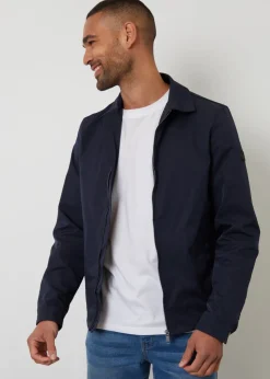 Threadbare Navy Collared Lightweight Showerproof Zip Through Jacket