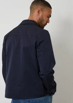Threadbare Navy Collared Lightweight Showerproof Zip Through Jacket