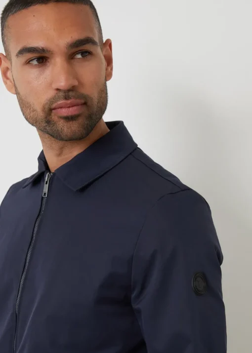 Threadbare Navy Collared Lightweight Showerproof Zip Through Jacket