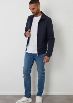 Threadbare Navy Collared Lightweight Showerproof Zip Through Jacket