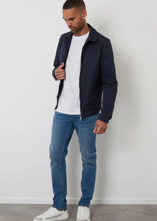 Threadbare Navy Collared Lightweight Showerproof Zip Through Jacket