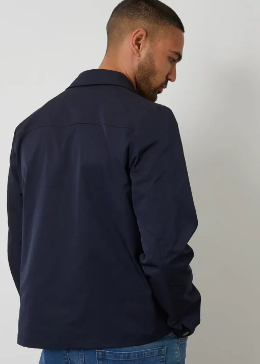 Threadbare Navy Collared Lightweight Showerproof Zip Through Jacket