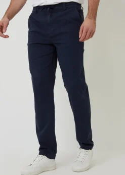 Threadbare Navy Cotton Elasticated Waist Chino Trousers
