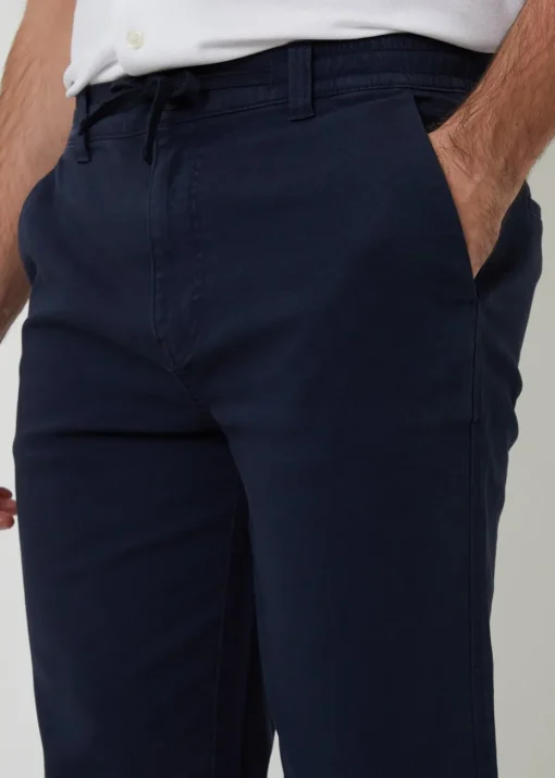 Threadbare Navy Cotton Elasticated Waist Chino Trousers