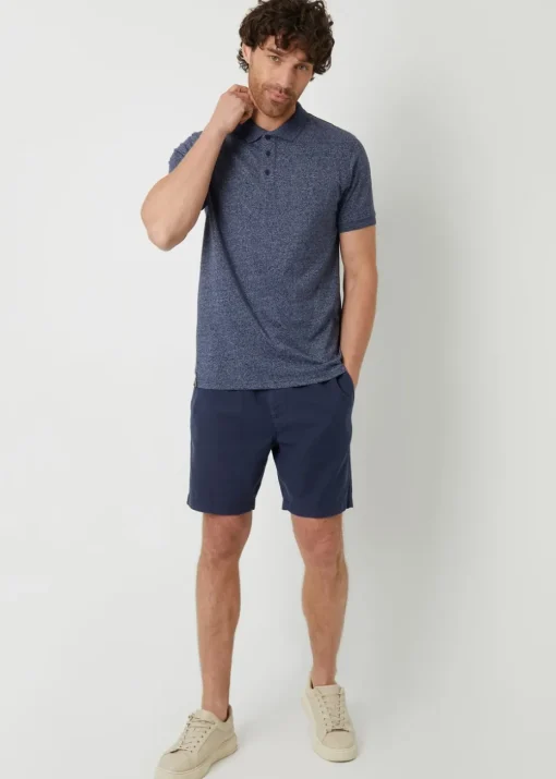 Threadbare Navy Cotton Jersey Grindle Polo Shirt