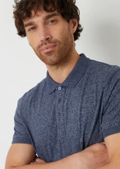 Threadbare Navy Cotton Jersey Grindle Polo Shirt