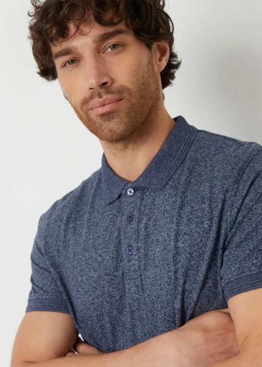 Threadbare Navy Cotton Jersey Grindle Polo Shirt