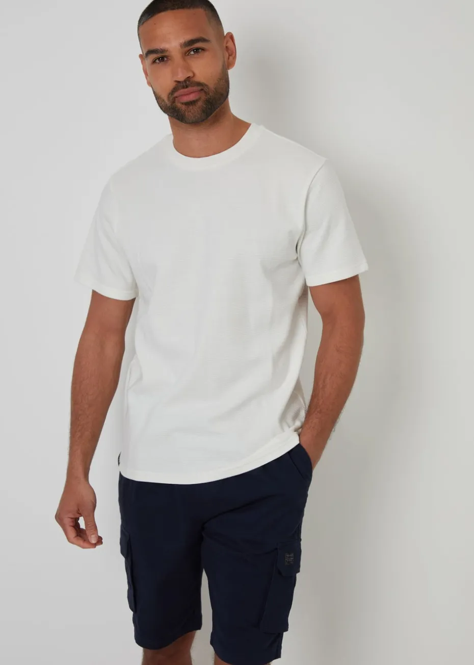 Threadbare Navy Cotton Jogger Style Cargo Shorts With Stretch