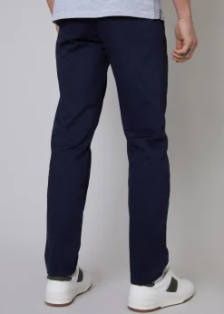 Threadbare Navy Cotton Regular Fit Chino Trousers with Stretch