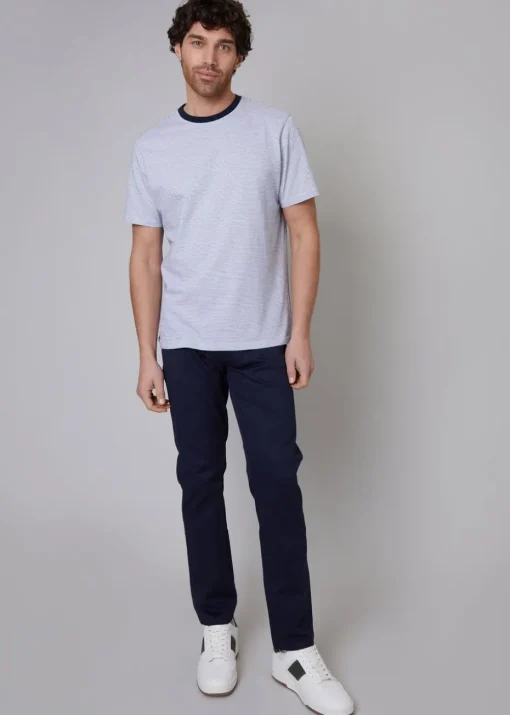 Threadbare Navy Cotton Regular Fit Chino Trousers with Stretch