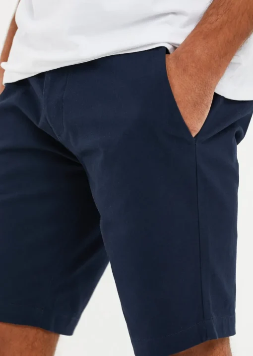 Threadbare Navy Cotton Slim Fit Chino Shorts With Stretch