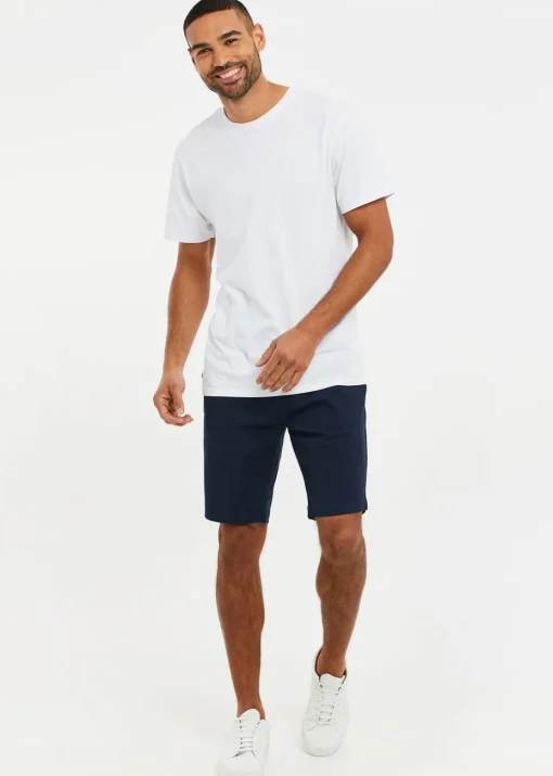 Threadbare Navy Cotton Slim Fit Chino Shorts With Stretch