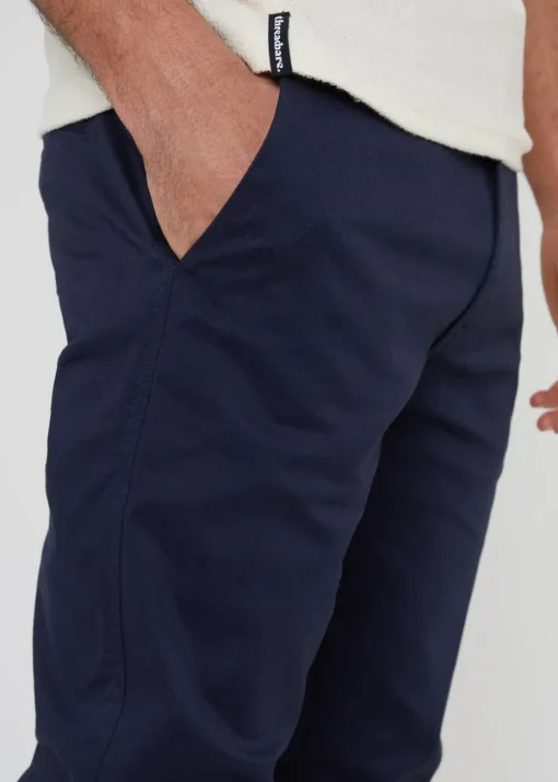 Threadbare Navy Cotton Slim Fit Chino Trousers With Stretch
