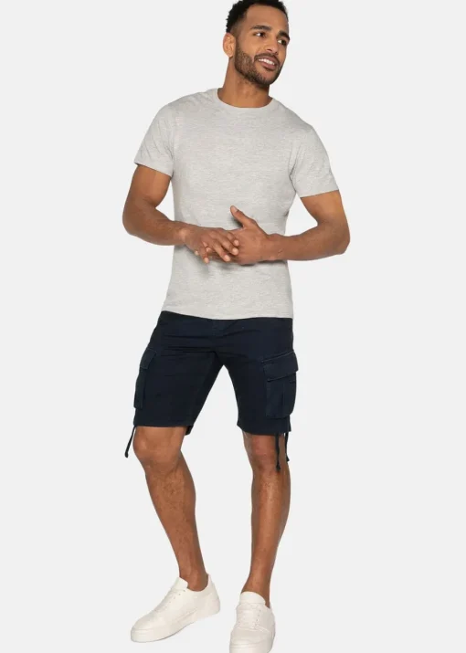 Threadbare Navy Manchester Cotton Cargo Shorts