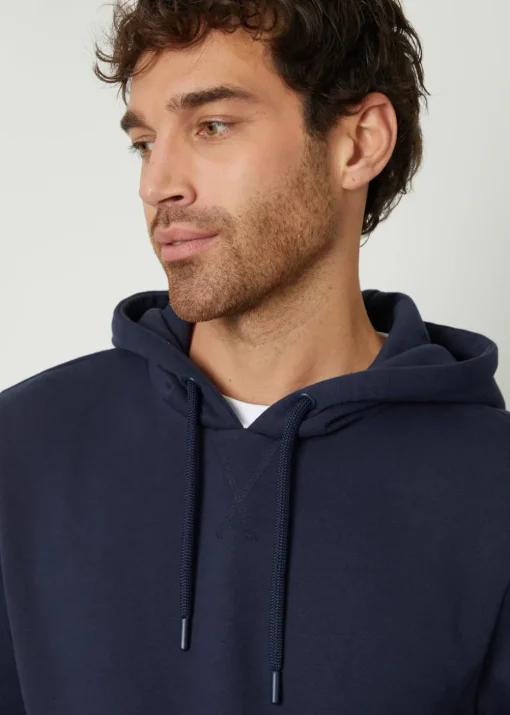 Threadbare Navy Mock T-Shirt Pullover Hoodie