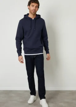Threadbare Navy Mock T-Shirt Pullover Hoodie