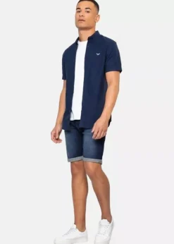 Threadbare Navy Oxford Cotton Short Sleeve Shirt