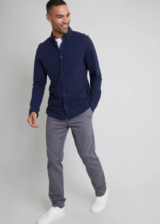 Threadbare Navy 2-Pack Cotton Pique Jersey Long Sleeve Shirts