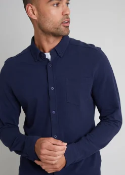 Threadbare Navy 2-Pack Cotton Pique Jersey Long Sleeve Shirts