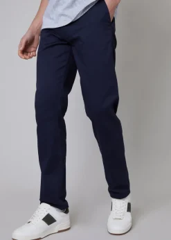 Threadbare Navy 2-Pack Regular Fit Cotton Chino Trousers With Stretch