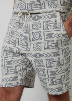 Threadbare Navy Patterned Textured Pull On Shorts