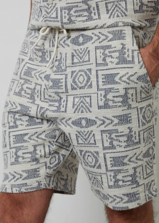 Threadbare Navy Patterned Textured Pull On Shorts