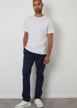 Threadbare Navy Relaxed Fit Cotton Chino Trousers With Stretch