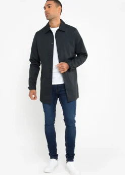 Threadbare Navy Showerproof Longline Tailored Mac