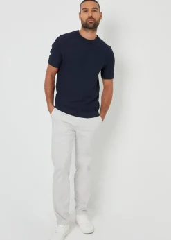 Threadbare Navy Textured Knitted T-Shirt