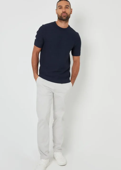 Threadbare Navy Textured Knitted T-Shirt