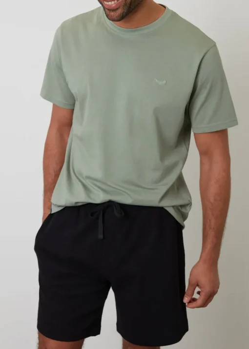 Threadbare Soft Green Cotton Blend Textured Short Pyjama Set