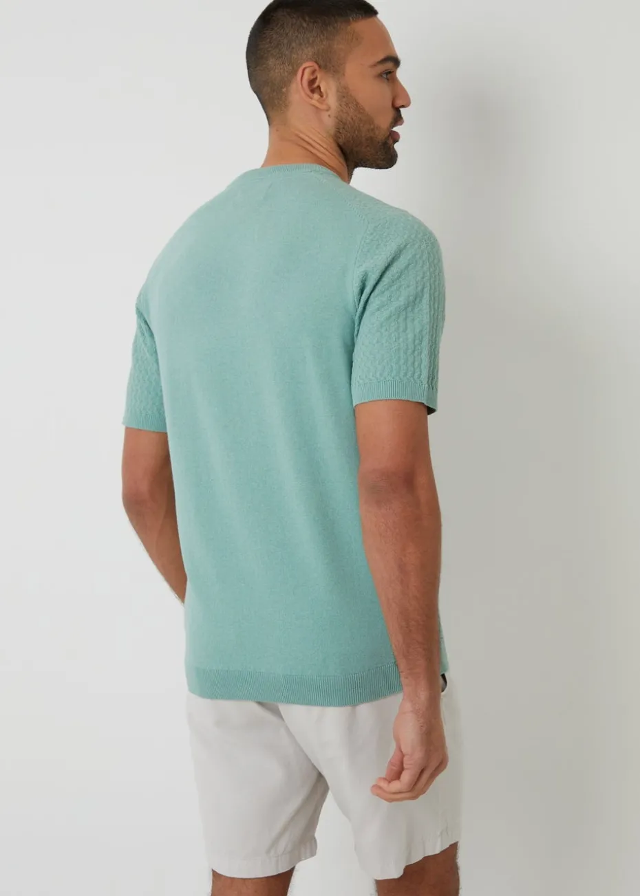 Threadbare Soft Green Textured Front Knitted T-Shirt