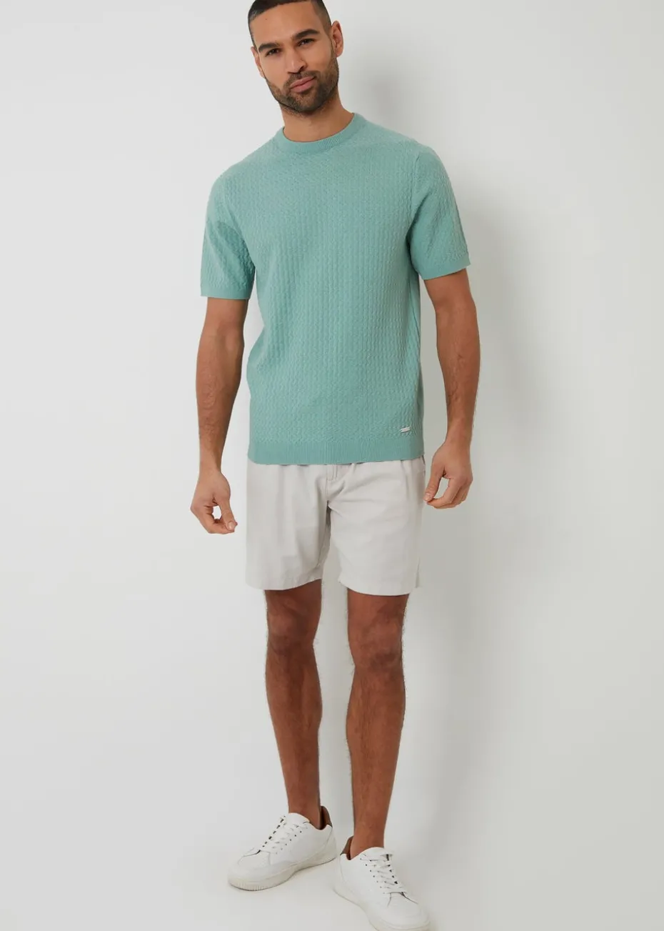 Threadbare Soft Green Textured Front Knitted T-Shirt